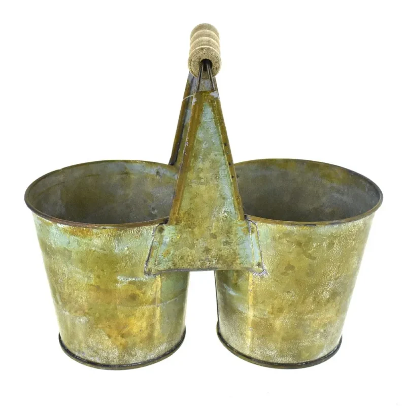 galvanized double metal planter with handle 7 5