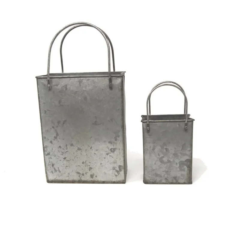 galvanized tote bags assorted sizes 2 pack