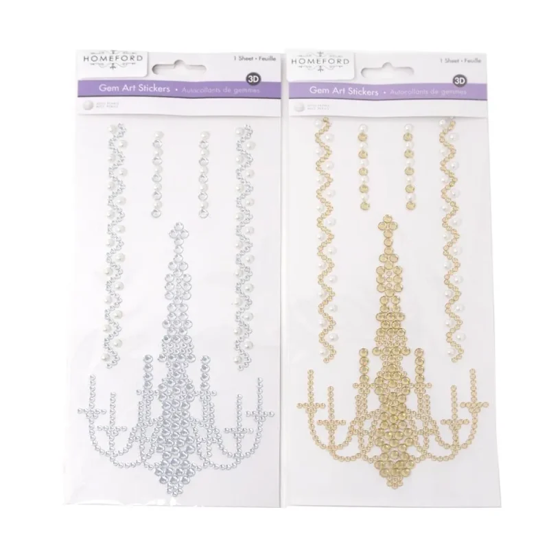 gem art pearl chandelier 3d stickers 5 piece set