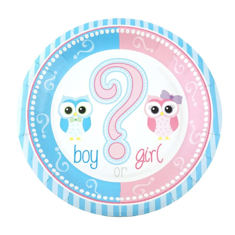 gender reveal party disposable plates 7 inch 8 pack