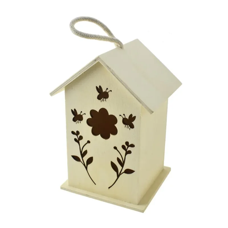 giant floral bee laser cut birdhouse 7 5 inch natural wood