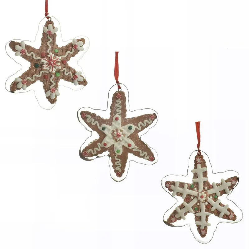 gingerbread snowflake ornaments 5 inch set of 3