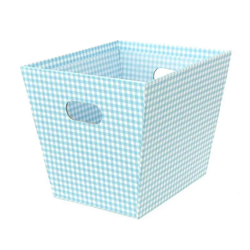 gingham blue cardboard market tray 8 5 inch