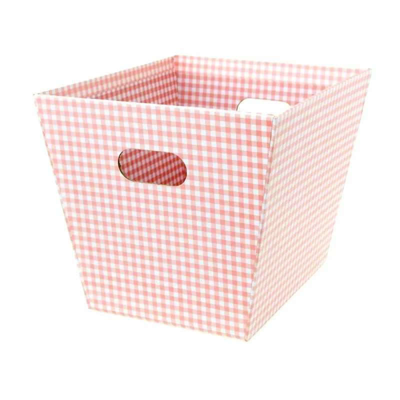 gingham pink cardboard market tray 8 5 inch