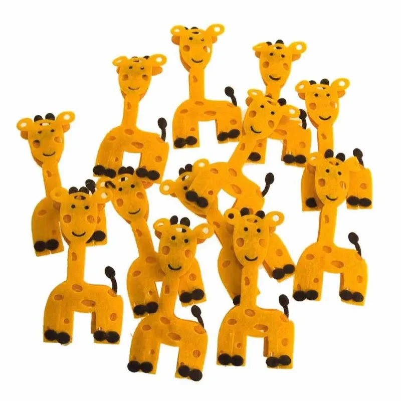 giraffe felt animal set orange 3 inch 12 piece