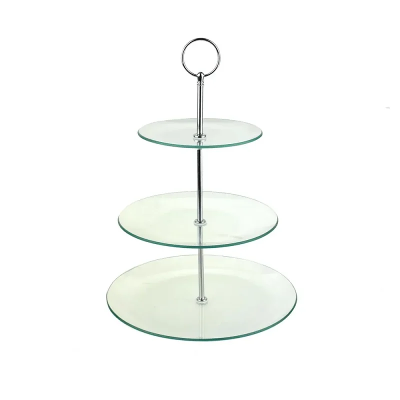 glass 3 tier treat stand clear 13 25 inch