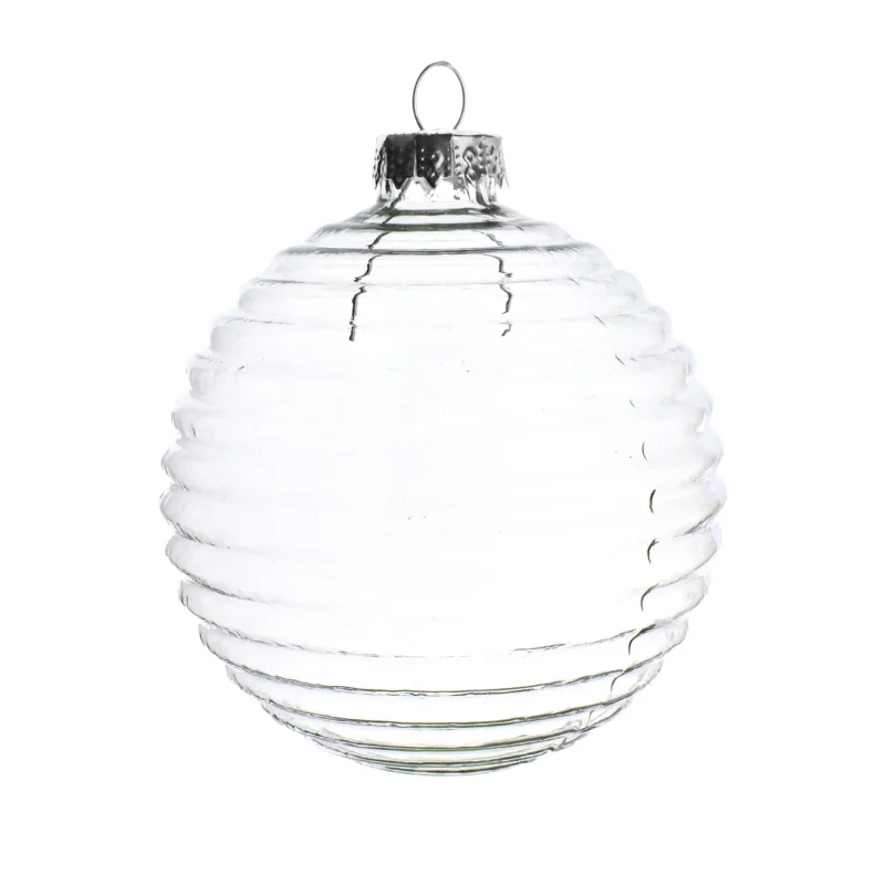 glass ribbed ball ornament 3 1 4 inch fillable christmas decor