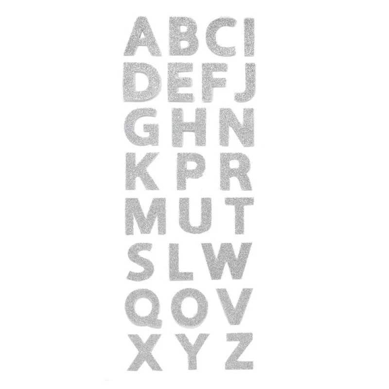 glitter alphabet foam stickers silver 2 x 26pcs