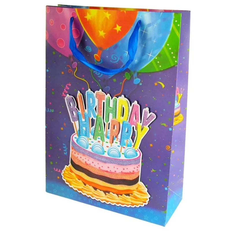 glitter birthday cake candle gift bags 16 5