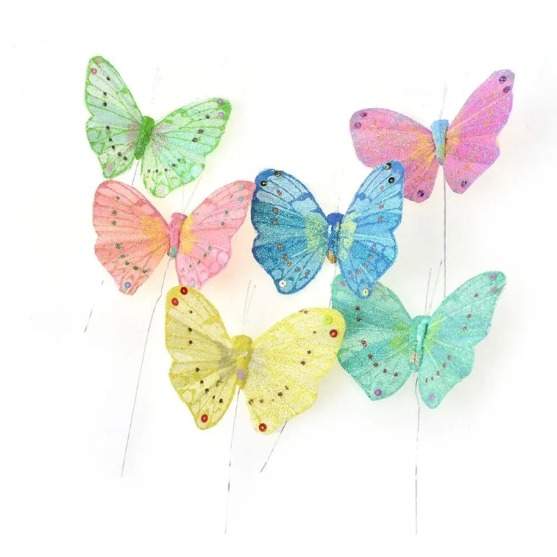 glitter butterfly floral decor 3 inch 12 pack