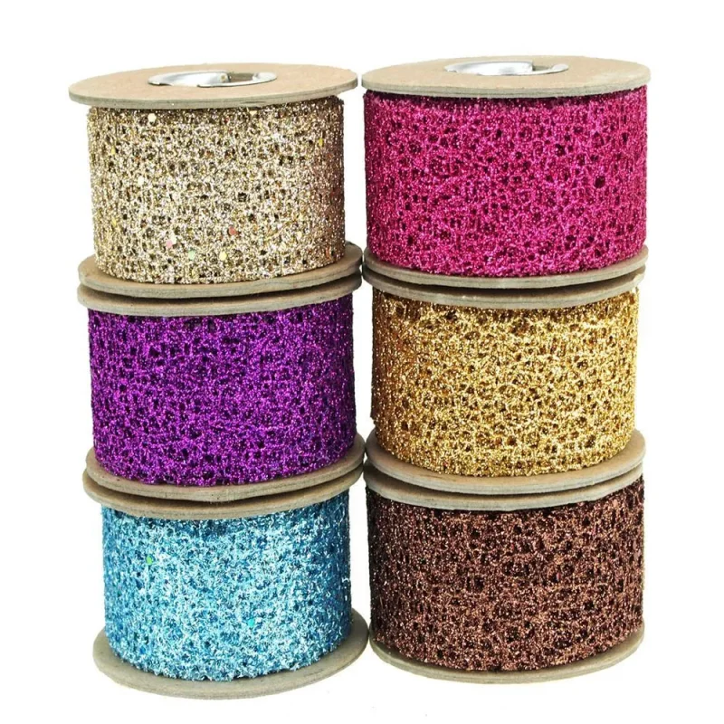 glitter christmas ribbon 1 5 x 9 yards festive weave