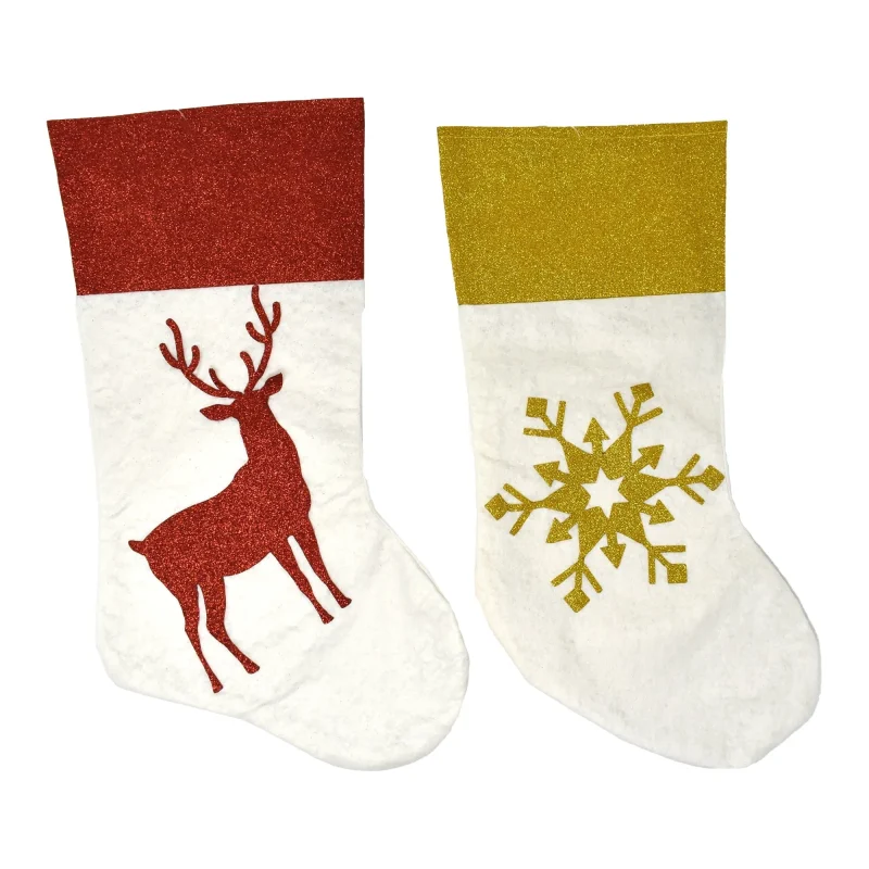 glitter christmas stockings reindeer snowflake 17 inch 2 pack