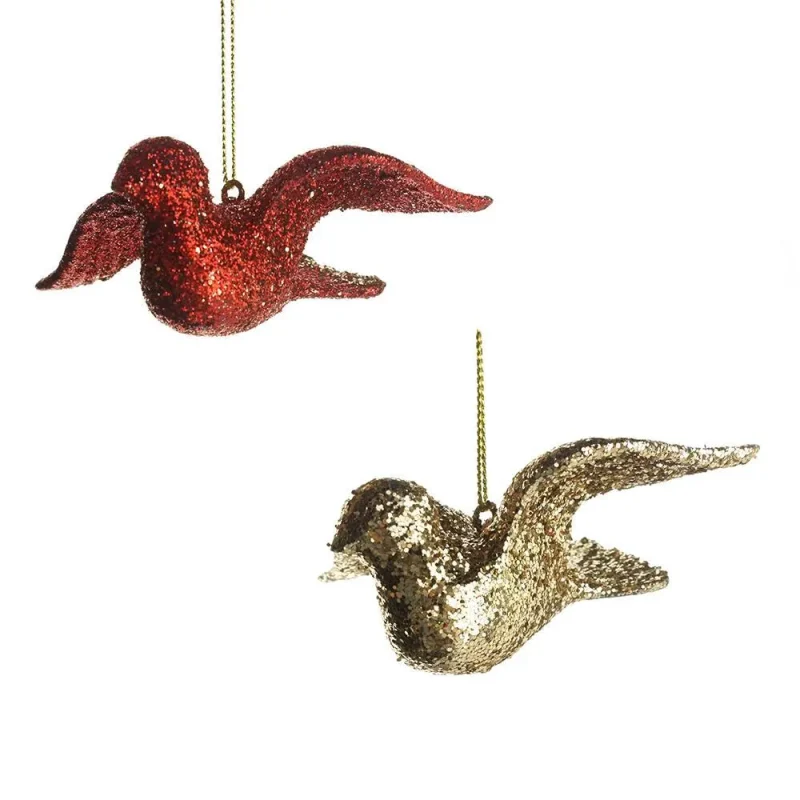 glitter dove christmas ornaments red champagne 4 pack 3 inch