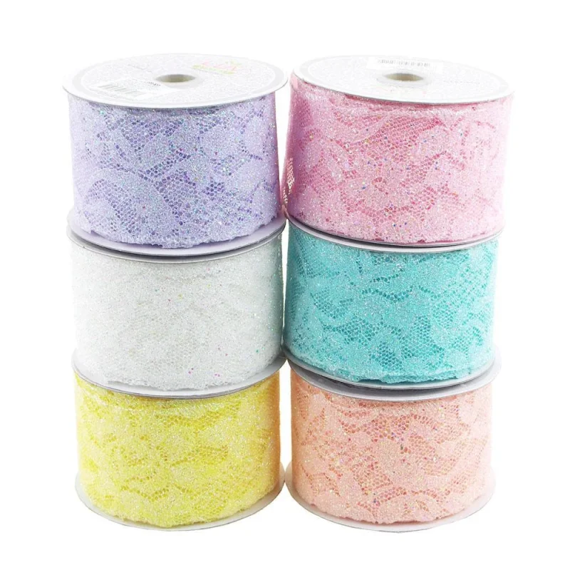 glitter floral lace ribbon 2 x 10 yards