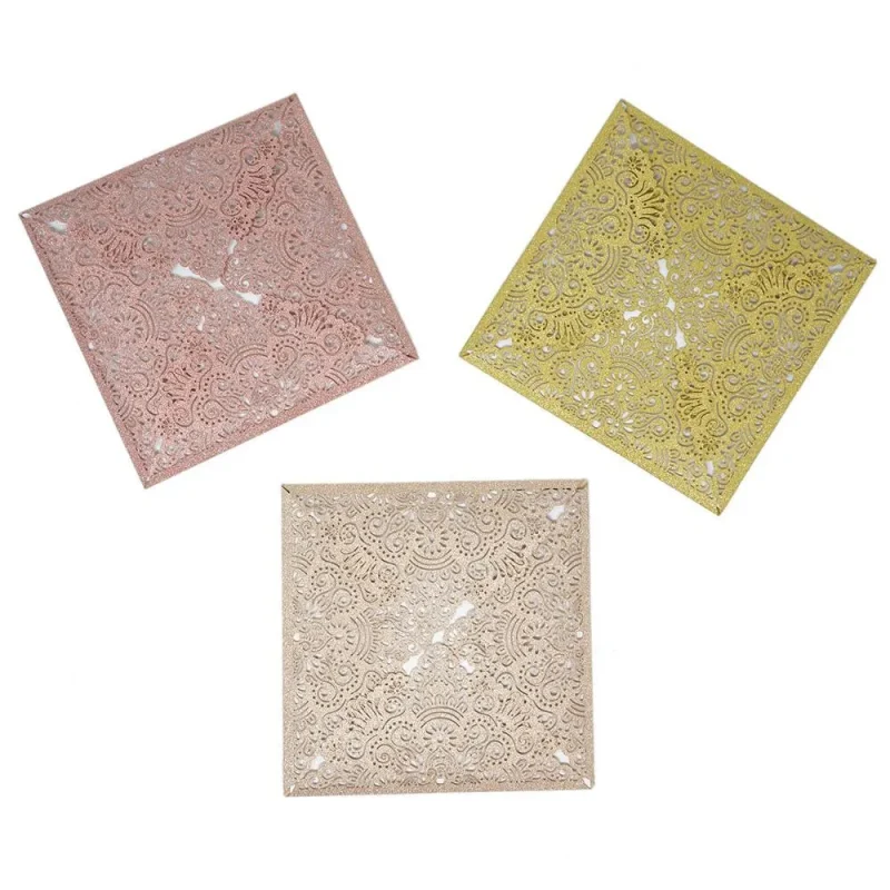 glitter laser cut square invitations 6 8 pack