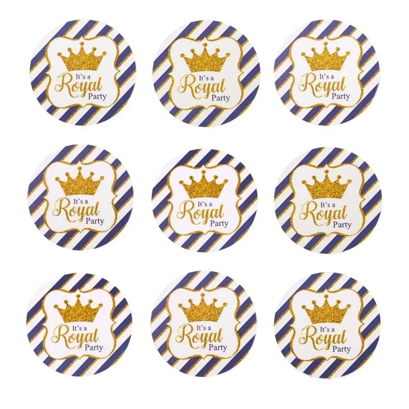 glitter light blue crown seal stickers 1 inch 24 pack