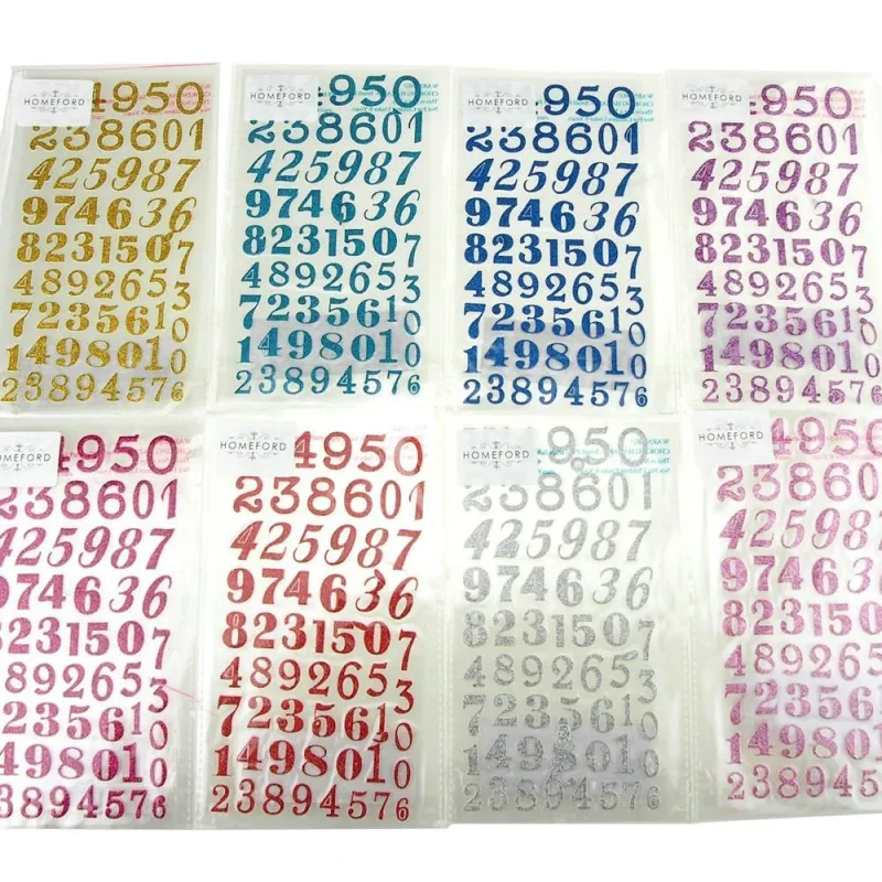 glitter number stickers 3 styles 3 4 inch 60 pack