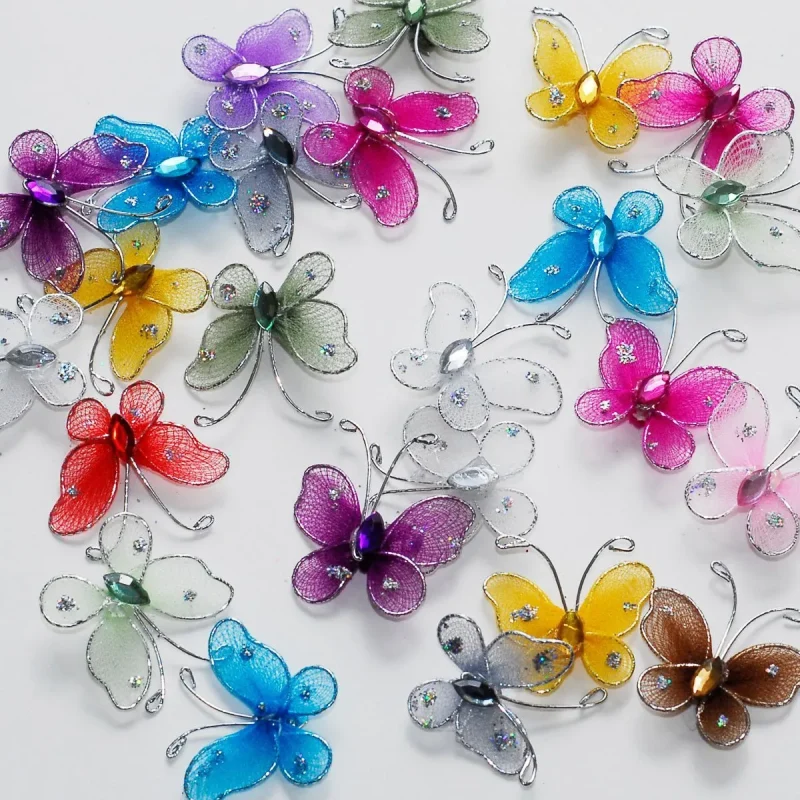 glitter organza butterflies 1 inch 12 pack