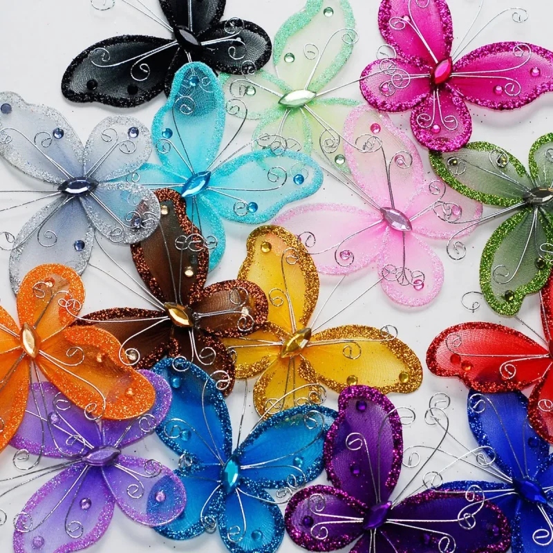 glitter organza butterflies 3 inch 20 pack