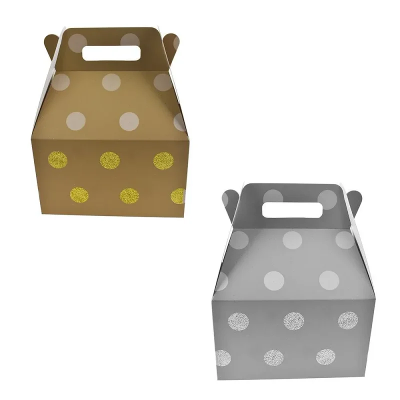 glitter polka dot favor boxes 8 inch 3 pack