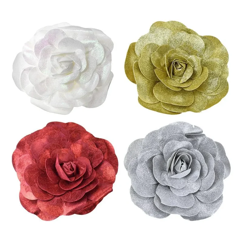 glitter rose foam wall flowers assorted sizes 2 piece set