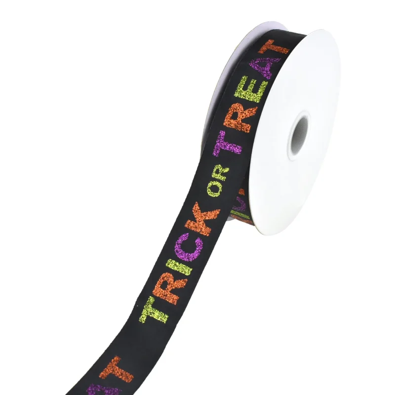 glitter satin trick or treat ribbon 7 8 x 10 yards