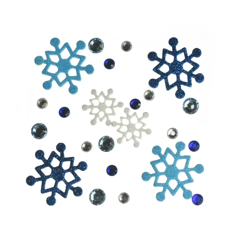 glitter snowflake foam gem stickers assorted sizes 23 pack