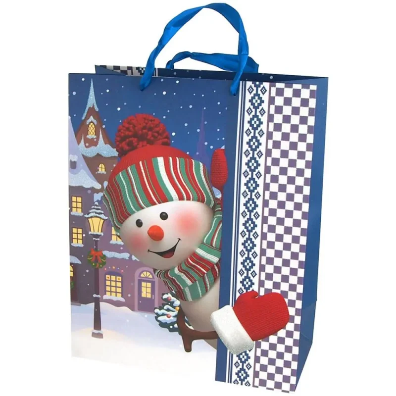 glitter snowman christmas gift bag 12 5