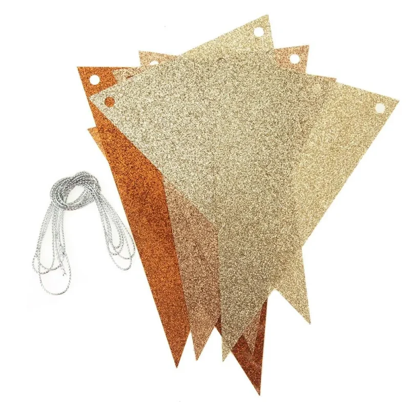 glitter triangle flag banner 5in 6 piece