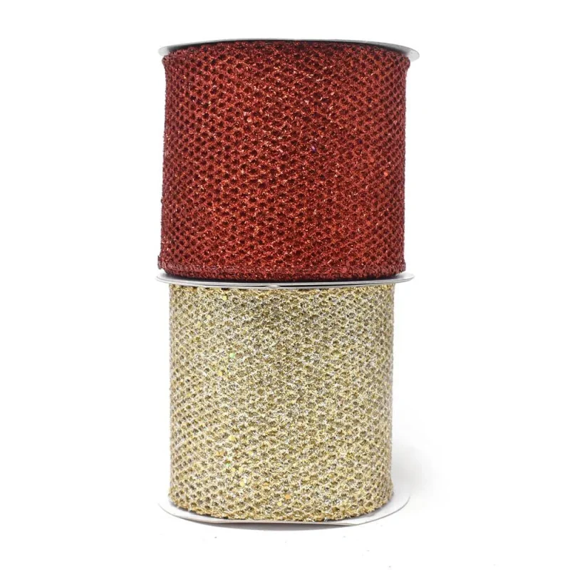 glitter wired edge christmas ribbon 4 x 10yd