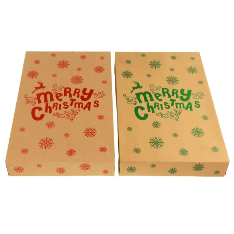 glittered 14 inch kraft christmas fold box natural 2 piece