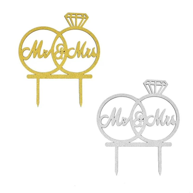 glittered mr mrs cake topper 5 7 8 inch