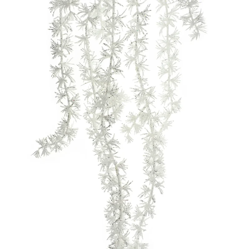 glittered pine leaf hanging spray 36