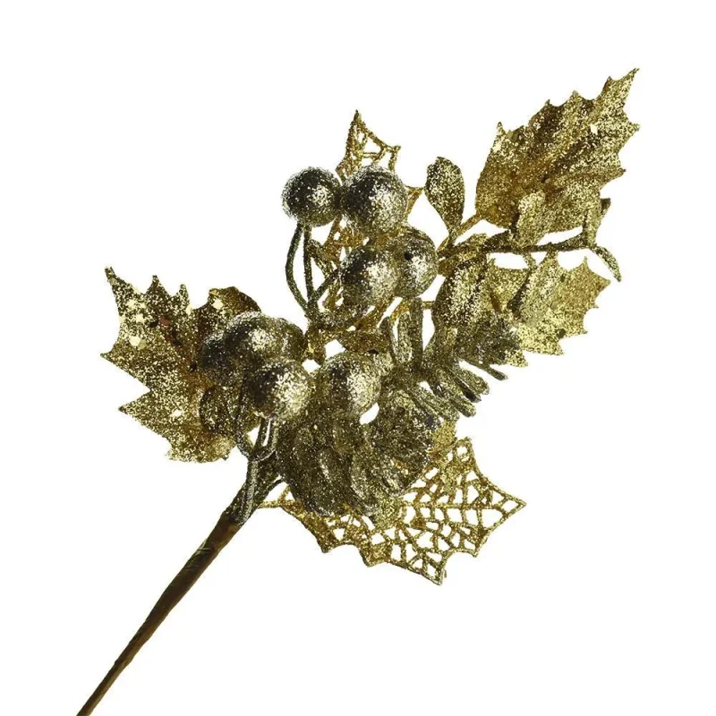 glittered pinecone berry branch pick 10 5 inch