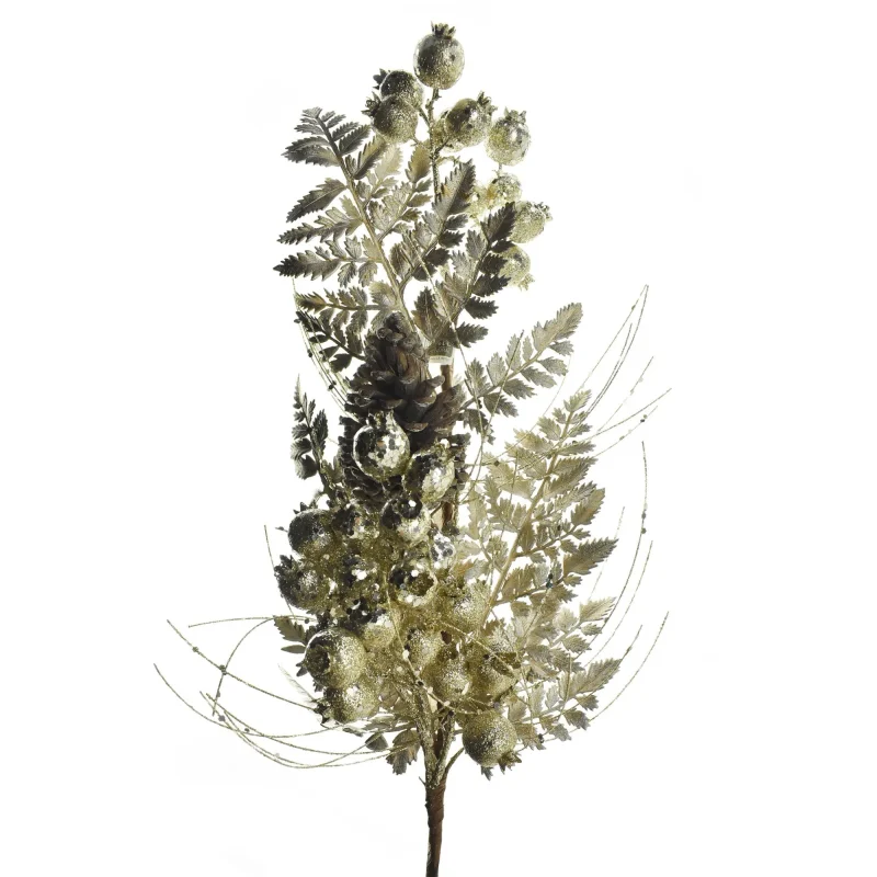 glittered rosehip fern pine cone spray 27 artificial