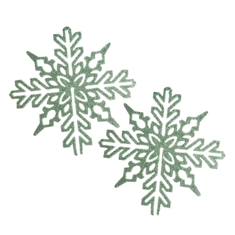 glittered snowflake ornaments 6 5 inch set of 2