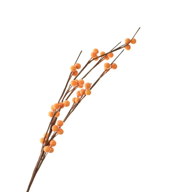 glossy orange berry spray 18 inch artificial decor