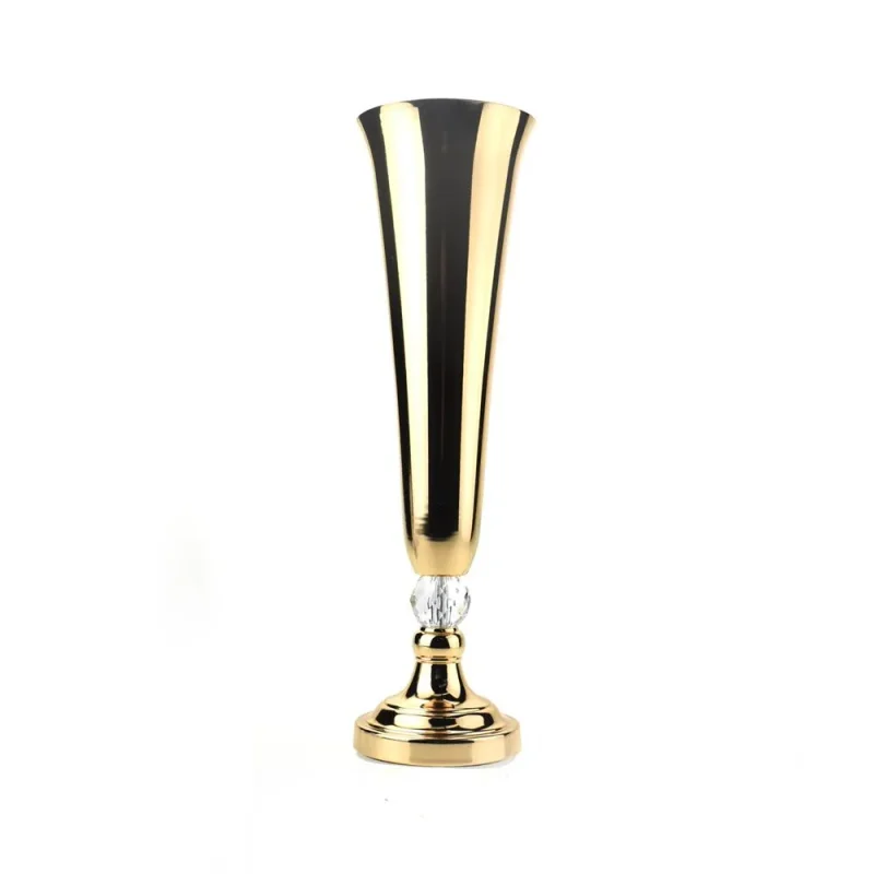 gold 21 inch tall metal trumpet vase