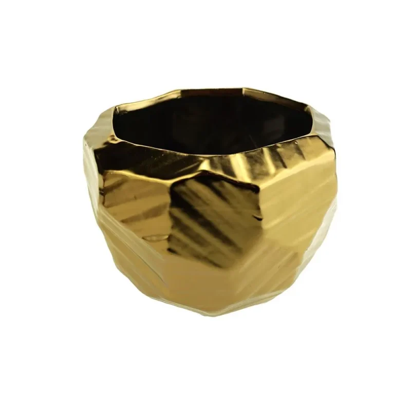 gold 5 inch round ceramic vase