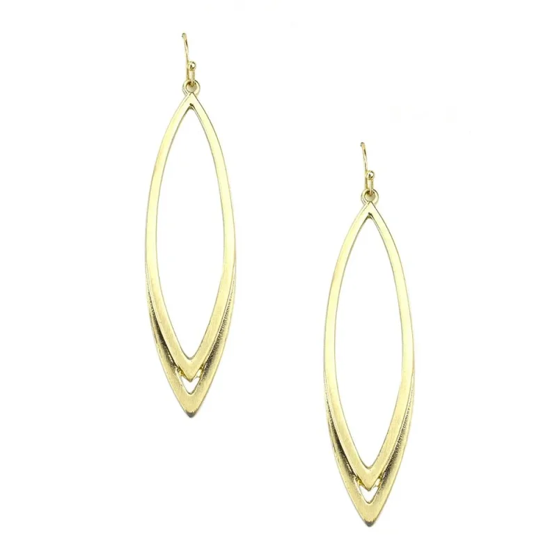 gold almond drop earrings 2 5 inch