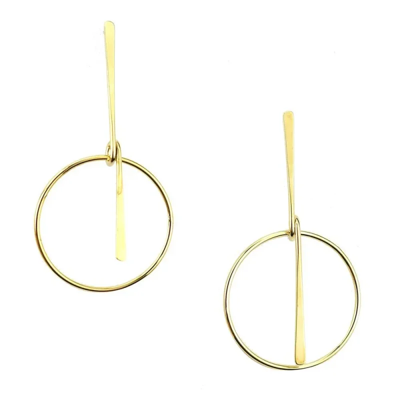 gold bar hoop drop earrings 3 minimalist design