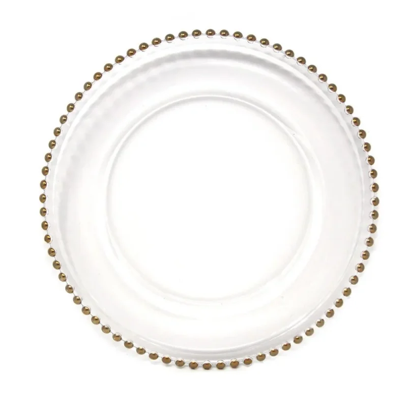 gold beaded edge glass charger plate 12 inch pack of 1