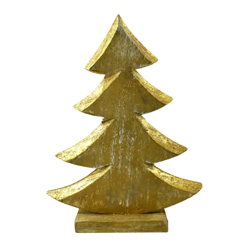 gold brushed wooden christmas tree centerpiece 7 inch