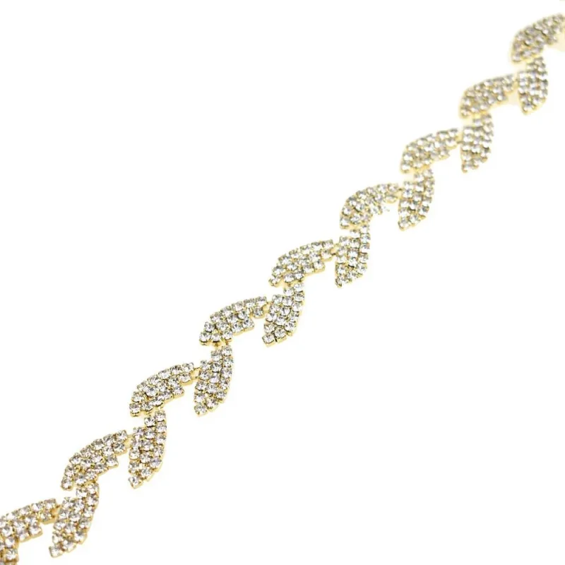 gold crystal rhinestone leaf trim 5 8 x 1 yard