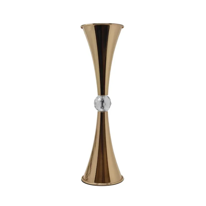 gold diamond accent slim metal trumpet vase 17 5 inch