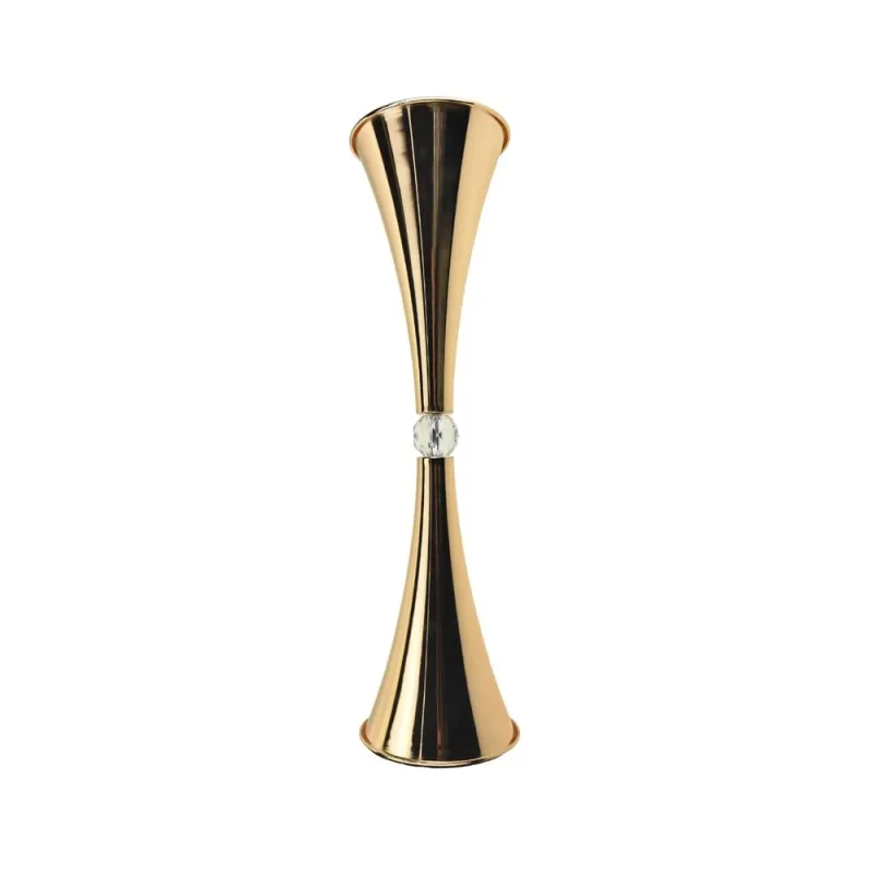 gold diamond accent slim metal trumpet vase 26 5