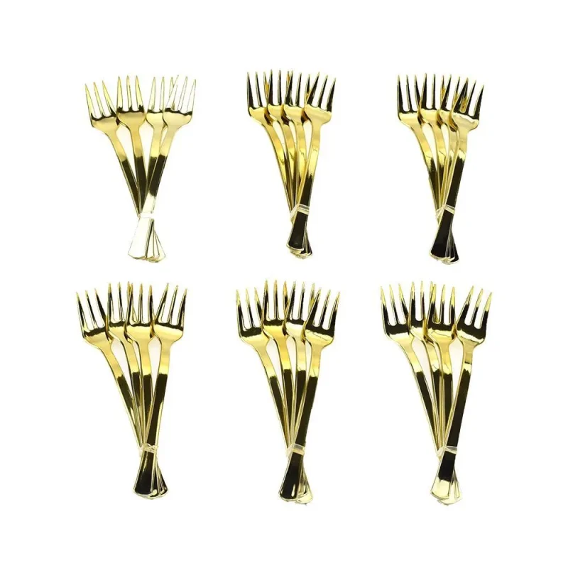 gold disposable cocktail forks 4 24 pack