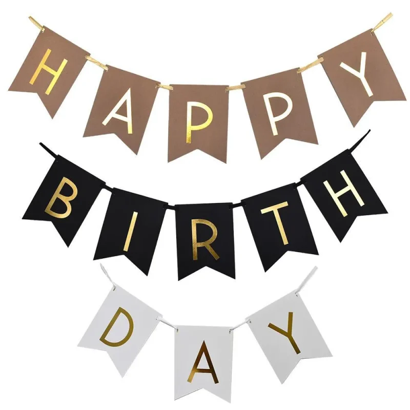 gold foil happy birthday bunting banner 8 x 16