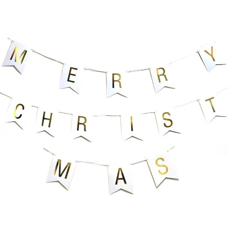 gold foil merry christmas banner 8in x 16ft