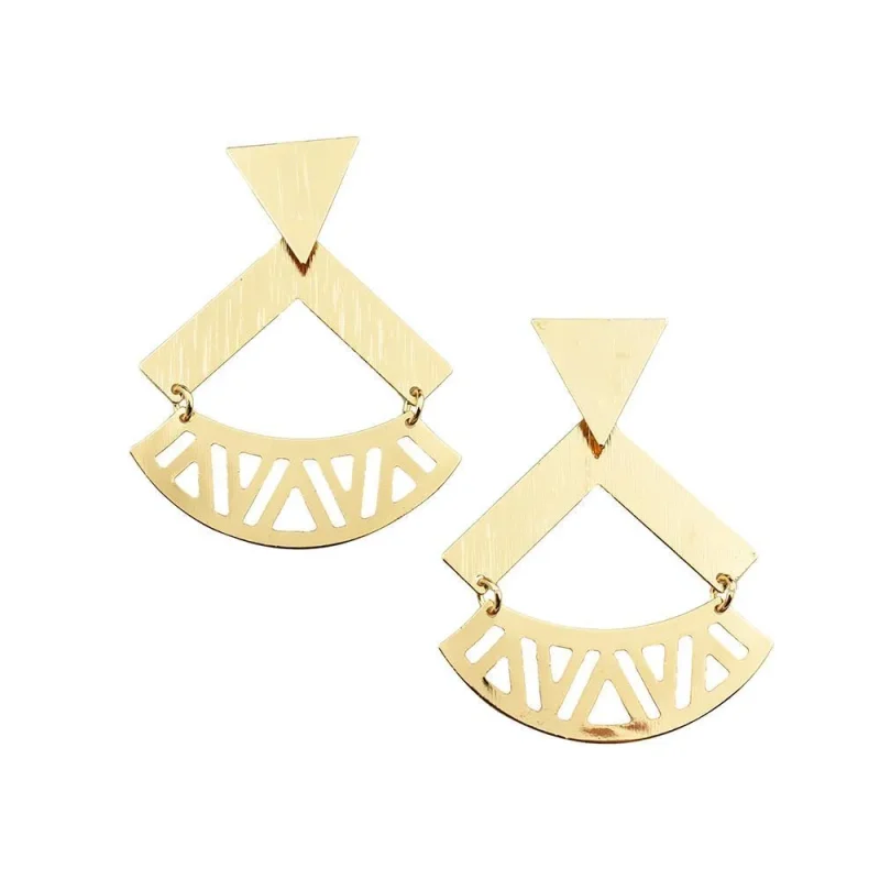 gold geometric drop earrings 2 5 inches